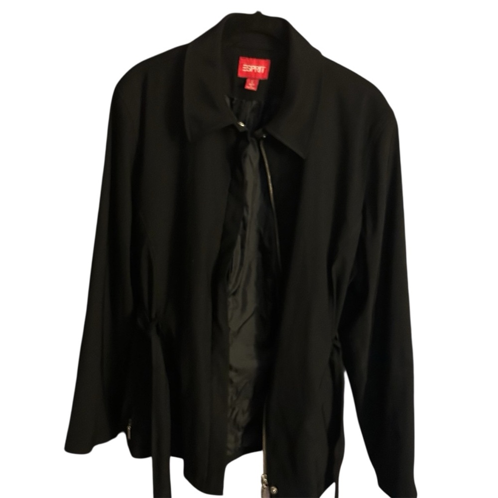 Esprit Black Coat with Belt for Women Zipper - Picture 2 of 7